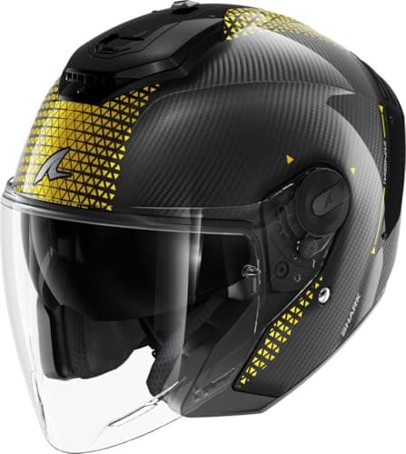 Image of SHARK, Jet Motorcycle Helmet RS Jet Carbon Ikonik Gold Chrome DQU, XL