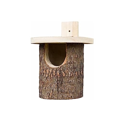 Image of Wildlife World N8 Natural Log Robin Nest Box Bird Home Birdhouse, silver