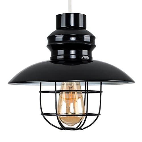 Image of MiniSun | Modern Black Metal Fisherman's Style Ceiling Pendant Light Shade | Shades & Home Improvements Essential | 29cm Shade Width