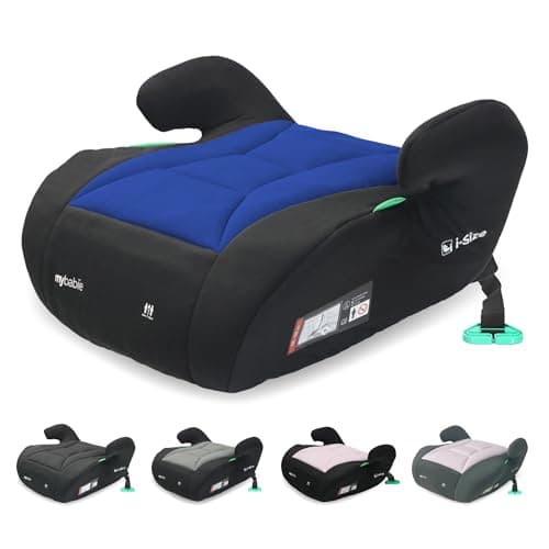 Image of My Babiie MBCSB10 Booster Car Seat - Lightweight at 1kg, Approx. 6-12 Years (125-150cm, 22-36kg), R129, i-Size Backless Child Car Seat, Group 3, Compact, Portable, Ideal for Travel - Black & Blue