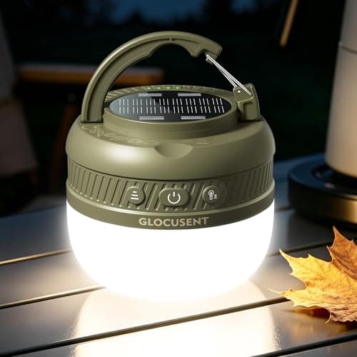 Image of Glocusent Camping Light Rechargeable, 5000mAh 120H Runtime, Led Camping Lantern with 5 Brightness 3 Modes & SOS, IPX5 Waterproof, Pocket Lanterns for Camping, Emergency, Hiking, Fishing