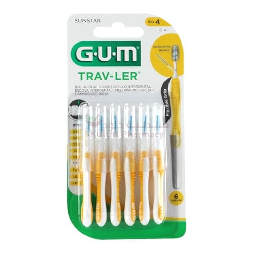 Image of Gum Proxabrush Trav-ler, Yellow Interdental Brushes - Model : 1514: 1,3 mm 1PACK