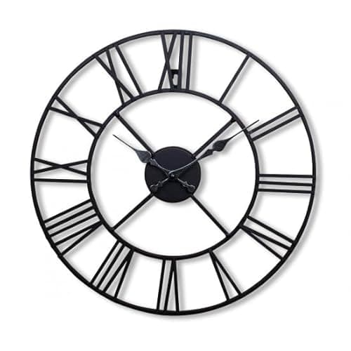 Image of 40cm Big Roman Numerals Garden Wall Clock - Suitable For Living Room, Office, Bedroom, Kitchen | Indoor & Outdoor, Large Vintage Decorative Giant Open Face Metal Wall Clock | Silent, Non Ticking