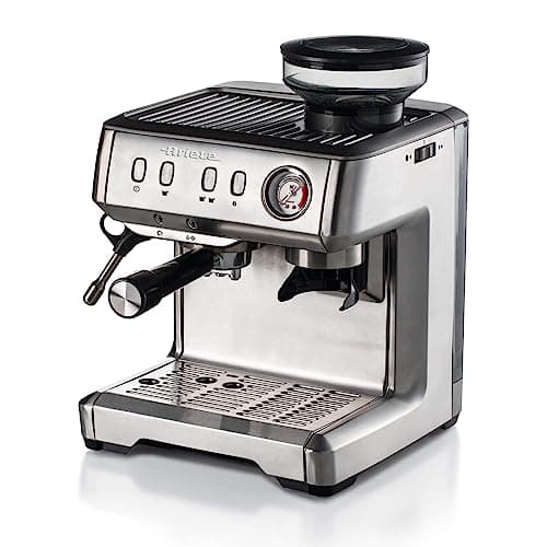 Image of Ariete 1313 Metal Bean to Cup Coffee Machine with Grinder & Milk Frother, Espresso Coffee Maker for Barista Style Lattes Cappuccinos Americanos, Powder or Pods, Stainless Steel