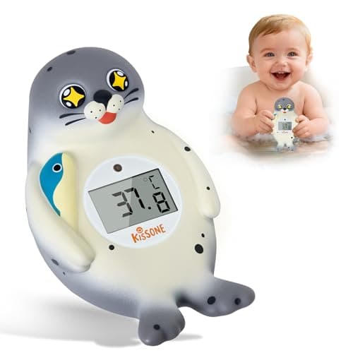 Image of KISSONE Baby Bath Thermometer – Accurate Digital Display with Floating Seal (°F/°C), Durable Fun Bath Toy, Ensures Safe Water Temperature for Newborns & Infants