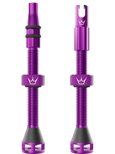 Image of Peaty's Holeshot Fast Flow Tubeless Valves - High Airflow Anti Sealant Clog Design, Fast Tyre Setup, Fully Serviceable 7075 Aluminium, Bike Tyre Valves Compatible with MTB Rim Inserts, 60mm Violet