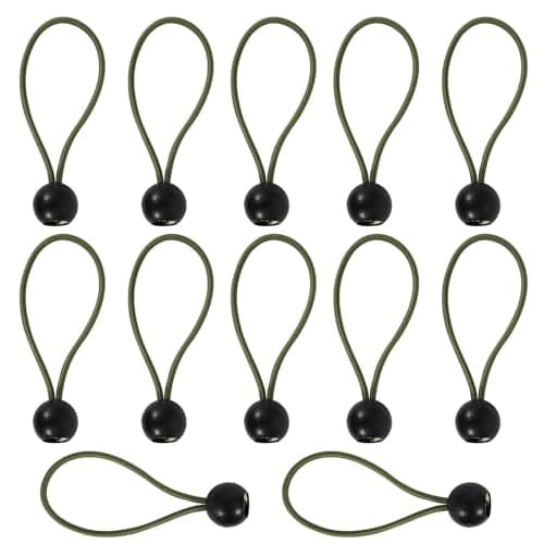 Image of CONGGUAN 12 Pcs Bungee Cord with Balls Heavy Duty Tarp Bungees Ties Elastic Tie Down Straps for Tarpaulin Tent Canopy Marquee Banner Shade Net for Outdoor Use