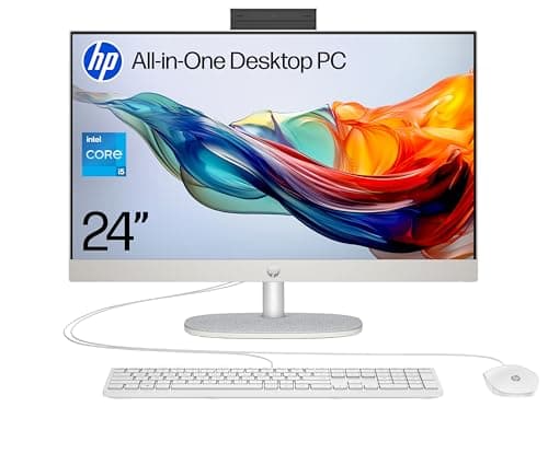 Image of HP 24” All-in-One Desktop PC | Intel® Core™ i5 i5-1335U Processor | 8 GB RAM | 512 GB SSD | Intel Iris Xe Graphics | FHD Display | Windows 11 Home | Dual Speakers | Shell White | 24-cr0047sa