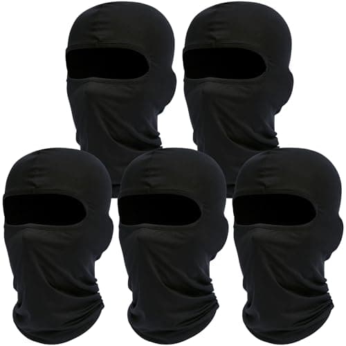 Image of ROXUN Balaclava Ski Mask, 5 Pack Neck Gaiter Motorcycle Scarf, Summer Cooling UV Protector for Men/Women Black