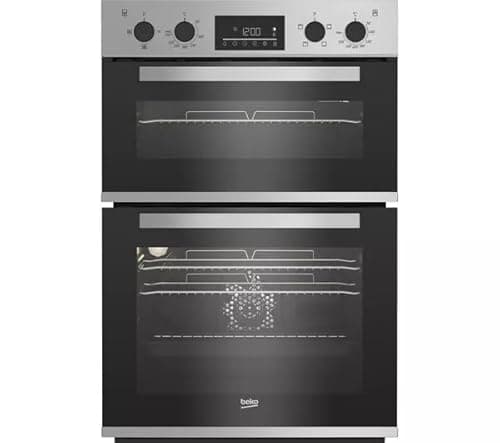 Image of Beko Pro RecycledNet BBXDF22300S Electric Double Oven – Built-in, 75L Main Oven, 38L Top Oven, Fan Cooking, Easy Clean, Programmable Timer, Energy Rated A – Silver Finish