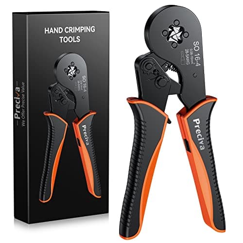 Image of 0.08-16mm² Bootlace Ferrule Crimping Tool, Preciva AWG 28-5 Crimping Tools Black and Orange