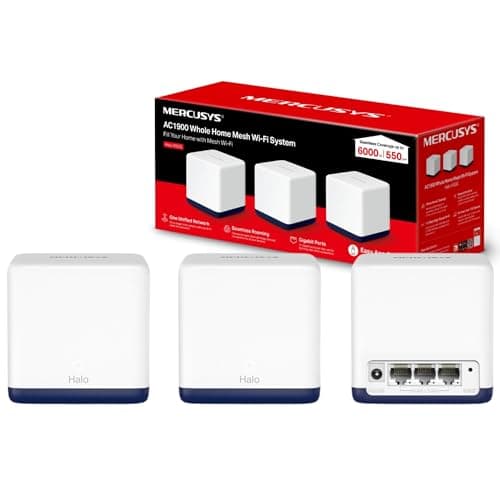 Image of MERCUSYS Halo H50G(3-pack) AC1900 WiFi Extender Booster,Dual Band Mesh WiFi System,TP-Link Router,VPN Encryption WiFi Booster,APP Control,Guest Network,Gigabit Ports,Easy Setup,Parental Control