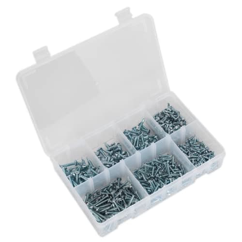Image of Sealey Ab060Sds Self Drilling Screw Assortment 500Pc Pan Head Phillips Zinc