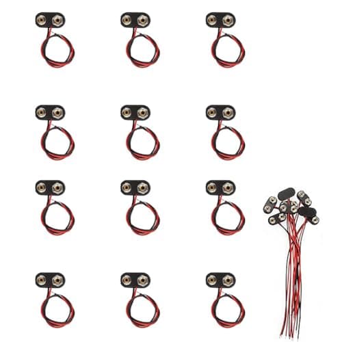 Image of 12 Pcs 9V Battery Snap Connector, T-type Combination Battery Clip with 15cm Cable for 9V Plastic Leather Batteries Connection Cable LED Strip Connector Buckle