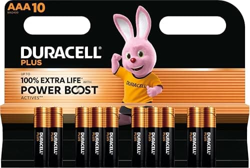 Image of Duracell AAA Plus Power Boost Up to 100% Extra Life (1 Blister with 10 Batteries) 10 AAA Batteries (LR03/MN2400) Pack of 10