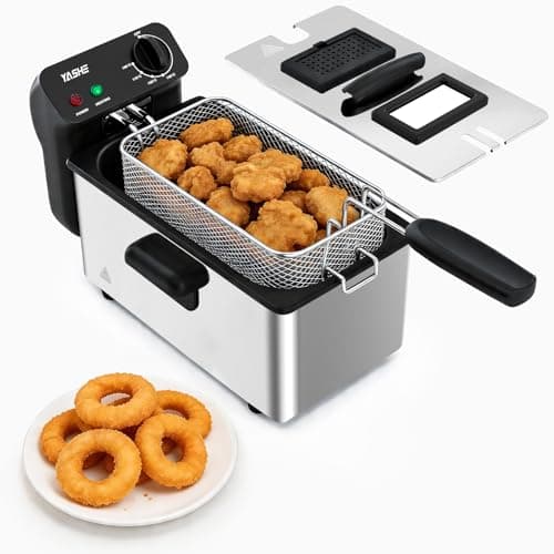 Image of YASHE Deep Fat Fryer, 3.2QT Electric Countertop Deep Fryer with Viewing Window, 2000W Stainless Steel Fryer, Adjustable Temperature Control, Removable Basket & Oil Pot, Easy to Clean