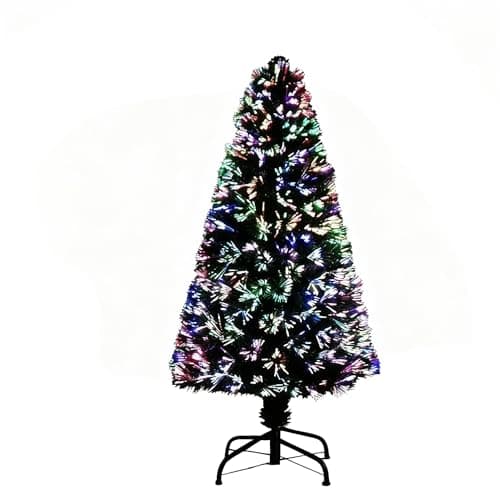 Image of 6Ft/180cm Fibre Optic Christmas Tree with Multicolour Changing LED Lights Decorations - Pre-Lit Green Artificial Xmas Tree Colourful Lights