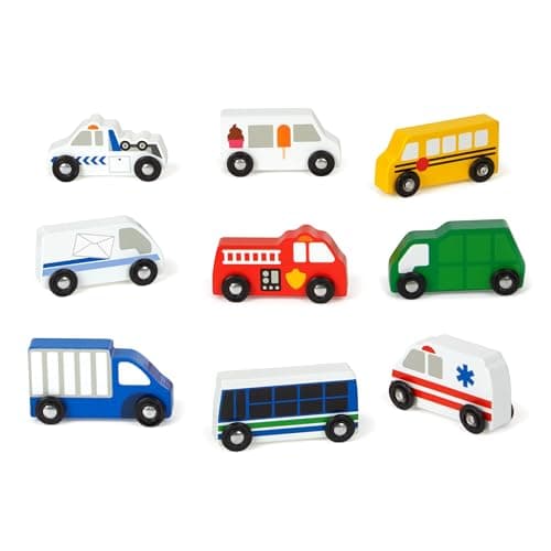 Image of Melissa & Doug Wooden Town Vehicles | Wooden Toy & Trains | Trucks & Vehicles | 3+ | Gift for Boy or Girl