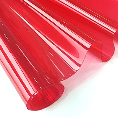 Image of 30x135cm Transparent PVC Vinyl, 0.4mm Neon Solid Color Waterproof Fabric Super Clear Mirrored Foil Roll for Making Handags Bows DIY Decor, Red