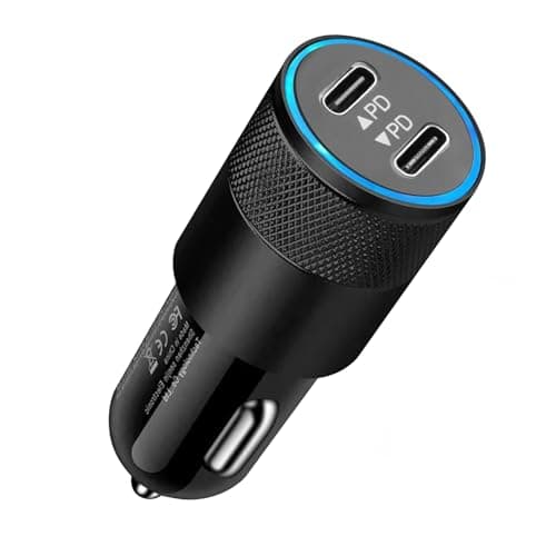 Image of USB C Car Charger Adapter, 60W Dual PD 3.0 Port Power Cigarette Lighter USB Charger 12/24V Socket Fast Charging Car Phone Charger for iPhone 16/15/14, Samsung Galaxy S25 Ultra/S24/S23/S22/A16/A15/A14