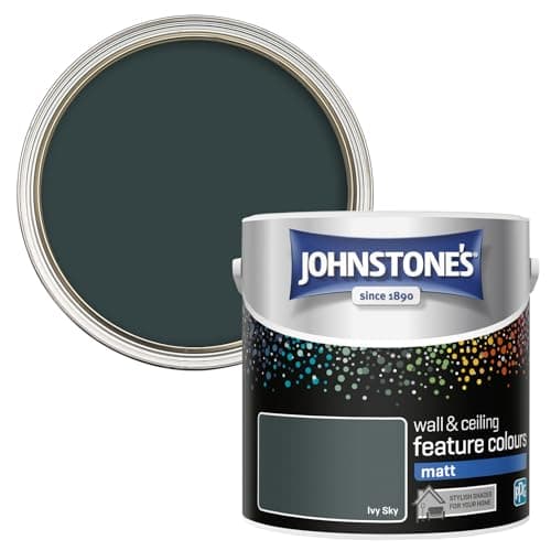 Image of Johnstone's Feature Colours Paint, Ivy Sky, Matt Finish, 35m2 Coverage per Tin, 2.5L, Green
