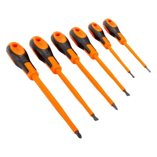 Image of Bahco 620-6 Slotted/Ph Insulated Screwdriver Set, Multi-Colour, 6-Piece