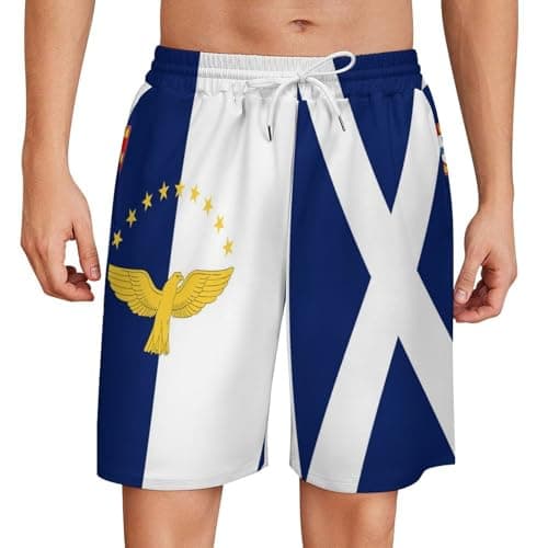 Image of Azore Scotland Flag Men's Running Shorts UK Sports Short Sweatpants Quick Dry Pajama Jogger 3XL