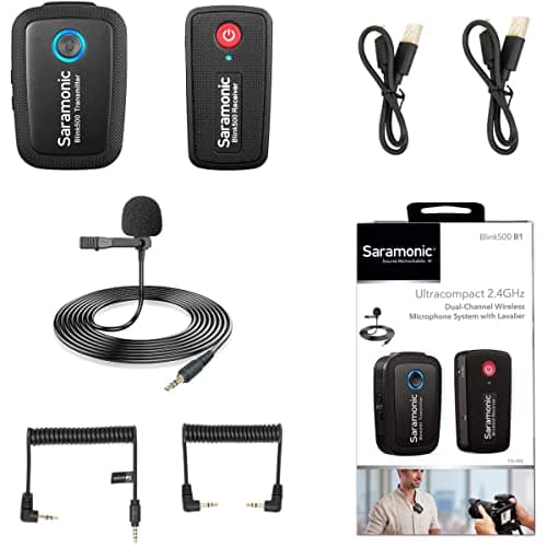 Image of Saramonic Ultracompact 2.4 GHz Wireless Clip-On Mic System w/Lav & Dual-Reciever for Cameras & Mobile (Blink 500 B1)