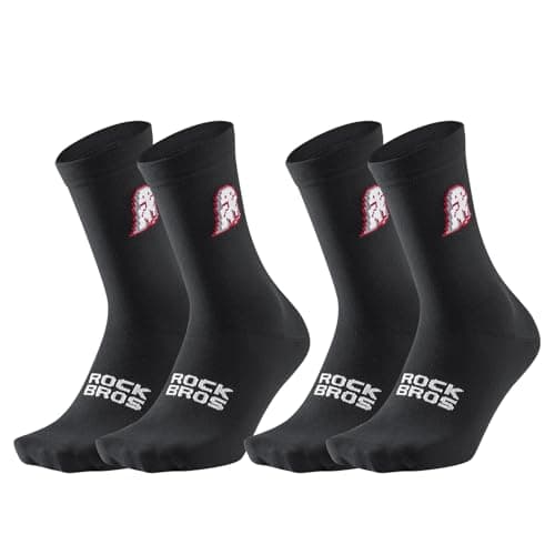 Image of ROCKBROS 2 Pairs Cycling Socks, Wear-Resistant Sports Socks, Non-Slip for Running, Cycling, Gym, Work, MTB, Black Men Women M