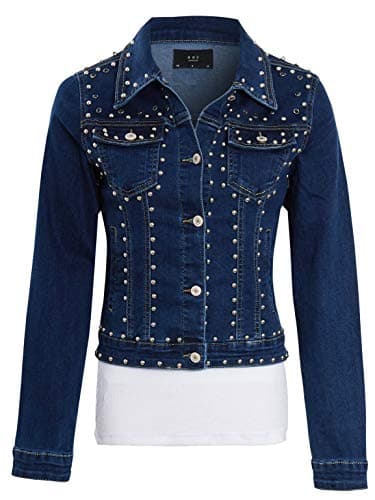 Image of SS7 Womens Stud Embellished Denim Jacket Indigo