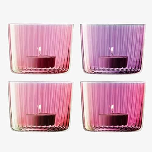 Image of LSA International Gems Tealight Holder H6cm Assorted Garnet | Set of 4 | Hand Painted Glassware | GM08
