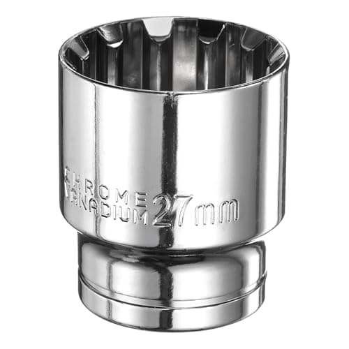 Image of sourcing map 12 Point Socket 1/2" Drive by 27mm Metric Shallow Socket Chrome Vanadium Steel 12-Point Standard Sockets Mechanic Hand Tool for Car Repair Mechanical Maintenance Home Use