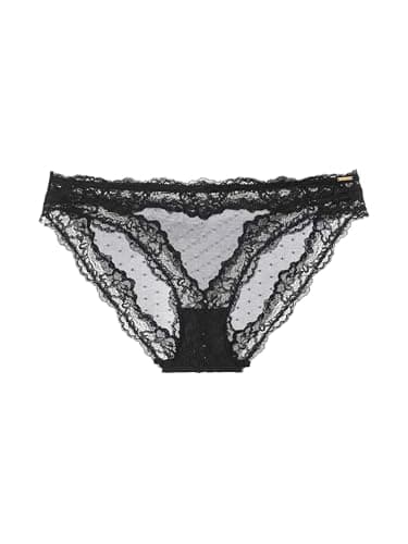 Image of DORINA ORIGINS Brief – Shimmer Dot Mesh & Lace Trim with Elegant Detailing, Black
