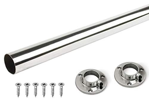 Image of GTV Wardrobe Round Hanging Chrome Rail 25mm + End Supports in various sizes (1195mm)