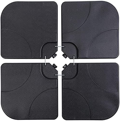 Image of Taylor & Brown 4 Pack 60/80kg Square Shaped Water or Sand Filled Black Umbrella Hanging Banana Cantilever Garden Patio Decking Parasol Base Weight with U Locking