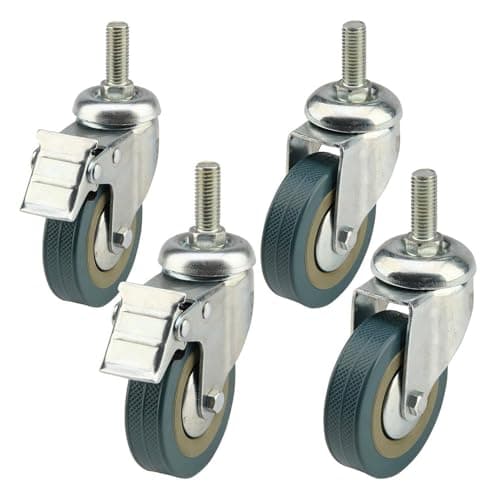 Image of Shoze 4Pcs Castor Wheels 75mm Heavy Duty Rubber Swivel Casters 200Kg Mobile Casters with Brakes Soft Wheel No Noise for Trunk Trolley Furniture Cabinet Caster
