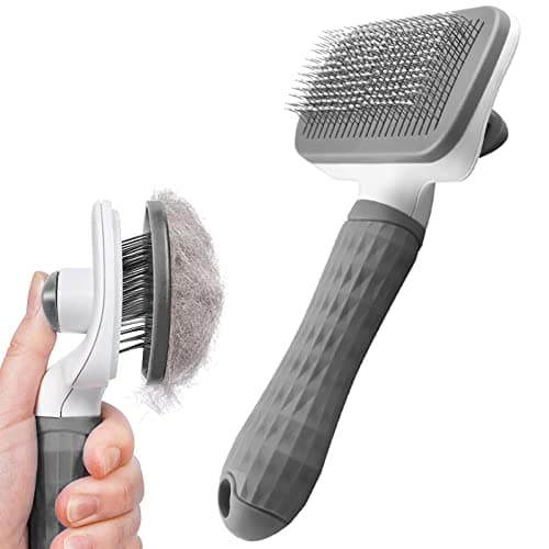Image of Dog Brush Cat Grooming Comb,Self Cleaning Pet Slicker Brushes with Smooth handle,Dog Grooming Tool with Button for Pet Shedding Brush Cat Massage Clean Tangled