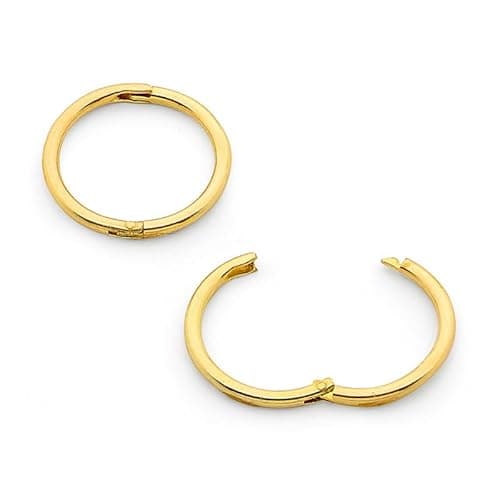Image of (14mm) 22K Gold Plated 925 Solid Sterling Silver Australian Made Hinged Sleeper Earrings Nose Lip Septum Tragus Hoop Segment Ring Nickel Free Hypoallergenic