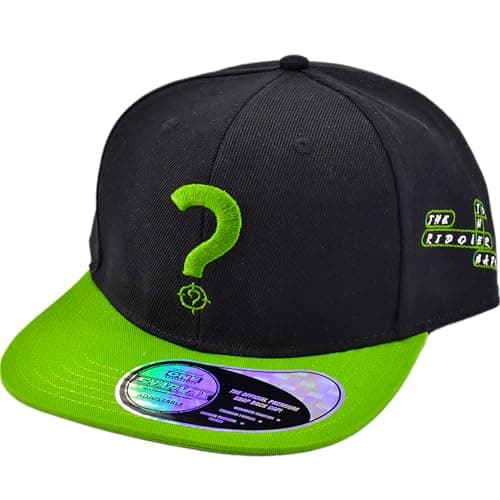 Image of Concept One Unisex's Dc Comics Batman Baseball Cap, The Riddler Adult Snapback Hat with Flat Brim, Black, One Size