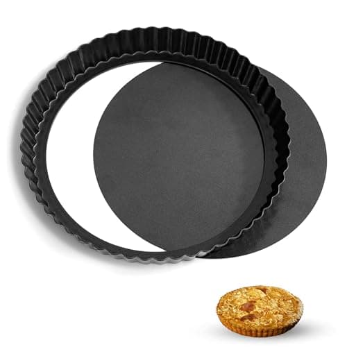 Image of Toced Quiche Pan, Non-Stick Deep Pie Pans with Removable Loose Bottom, Fluted Round Deep Flan Dish, Tart Tins for Baking Quiches, Pies, Flans, Cheese (8inch/22cm)