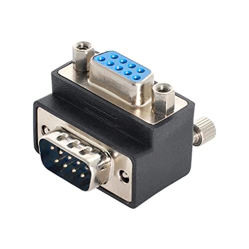 Image of xiwai DB9P 90 Degree Up Angled Gender Changer D-Sub 9Pin RS232 Male to Female Connector Serial Port Extension Adapter