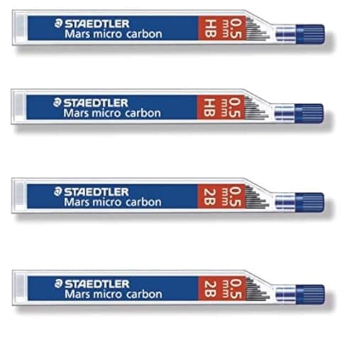 Image of Staedtler Mars Micro Carbon pencils 0.5mm lead refill 2B & HB, Total 48 leads