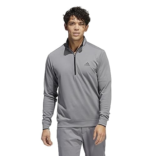 Image of adidas Men's Quarter-Zip Sweatshirt (Long Sleeve) L grey three/black