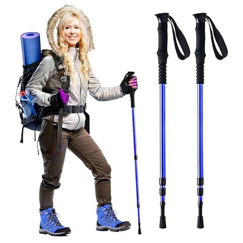 Image of ADEPTNA 1 Pair Premium Telescopic Hiking Poles - Lightweight and Durable Aluminium Alloy Construction for Ultimate Outdoor Performance or general walking - Adjustable Height 65cm - 135cm