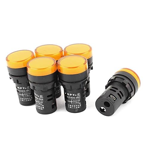 Image of sourcing map AC/DC 24V 21mm Panel Mount Yellow LED Indicator Signal Light Lamp 6Pcs