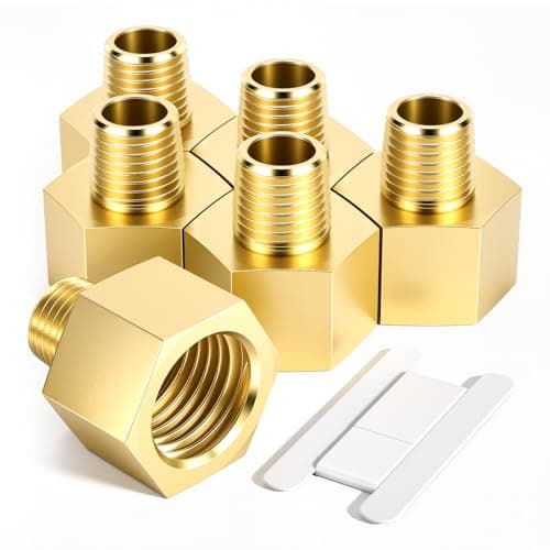 Image of Bwintech 6 Pcs 3/8" Female to 1/4" Male BSP Thread Brass Hex Bushing Reducing Connector for Pipe Connecting Conversion