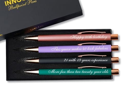 Image of INNObeta 40th Birthday Gifts, Ballpoint Pen Set Of 4, Funny Unique Birthday Gifts for Women, Her, Mother, Daughter