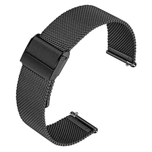 Image of Quick Release Watch Strap,Mesh Woven Metal Watch Band Clasp for Men and Women,Universal Watchband for Smart Watches Fossil Watch strap and Seiko Watches 22mm Black Double Buckle