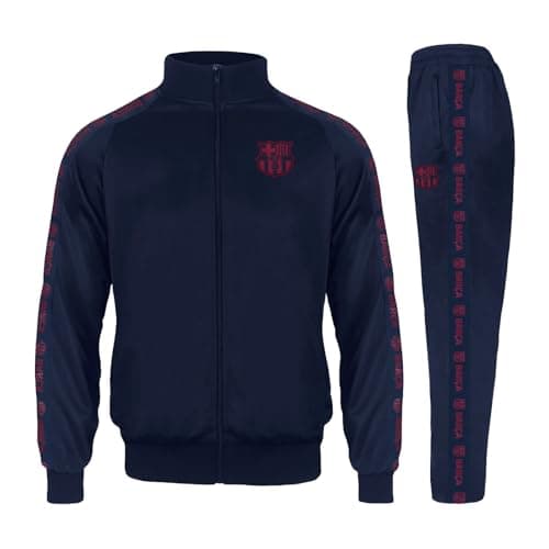 Image of FC Barcelona Official Mens Tracksuit - Taped Track Jacket & Pants Navy 3XL