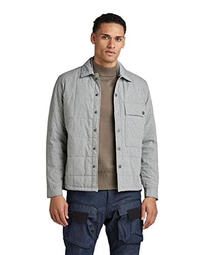 Image of G-Star Men's Postino Quilted Overshirt, Multicolour (correct winter grey htr D20161-C903-3800), XS